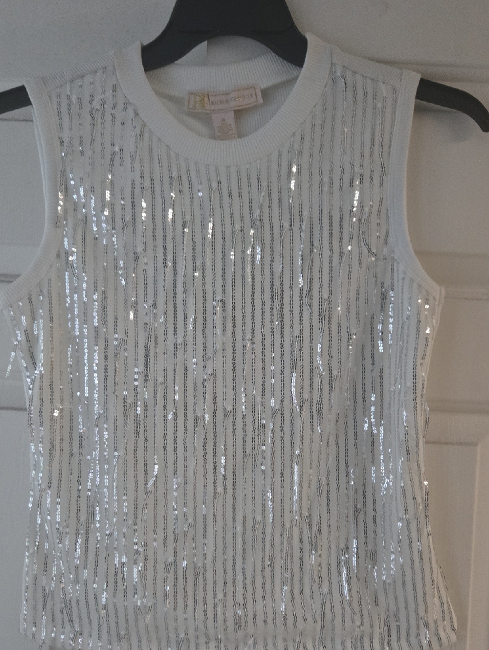 White Sequin Stripe Tank Top - RACHEL Rachel Roy